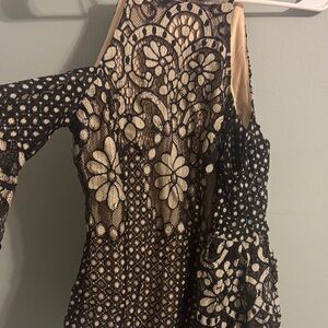 Black and Cream Lace Dress